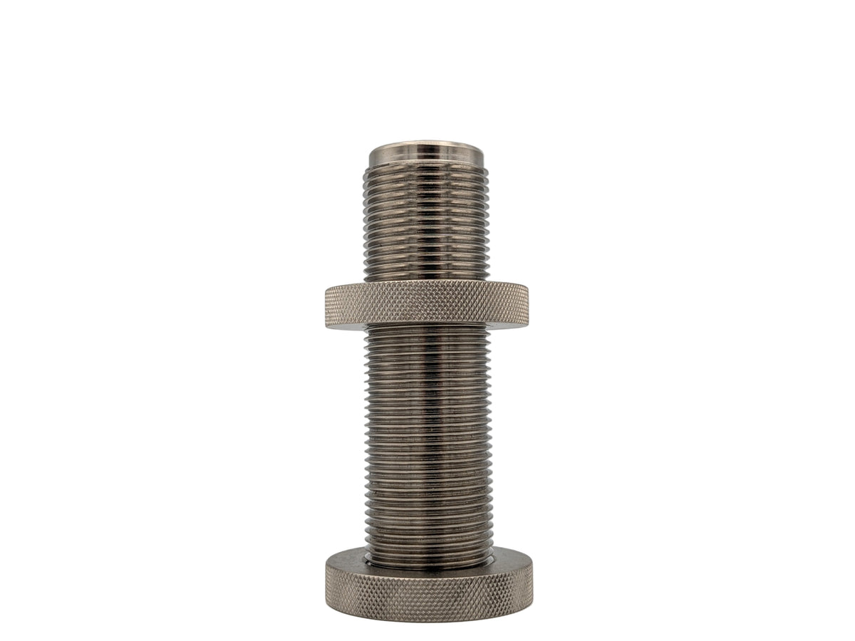 A single metal depth stop with threaded body and a flat base.