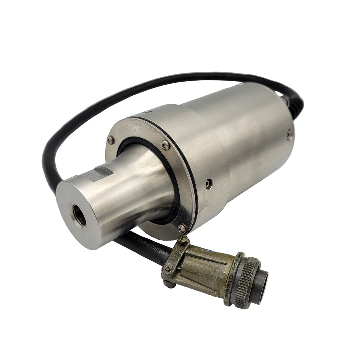 A pre-owned Dukane 41S30 converter with a cable, primarily silver or metallic in color, on a white background.