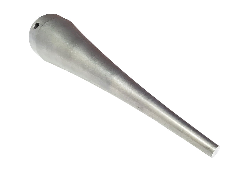 A silver-colored exponential horn with a 1/4" flat face, used for welding applications.