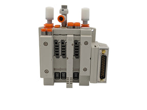 A gray Ultra Valve Manifold with multiple connectors and valves, against a white background.